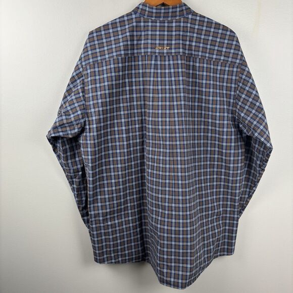 Ariat PRO Series button Front men's XL Shirt Plaid Blue Brown long sleeve Logo - Picture 6 of 10